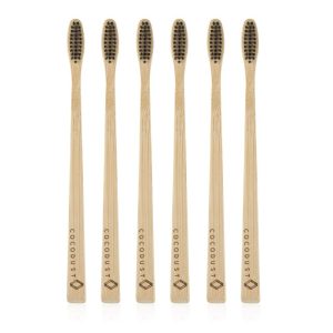 6 PACK CHARCOAL INFUSED BAMBOO TOOTHBRUSH